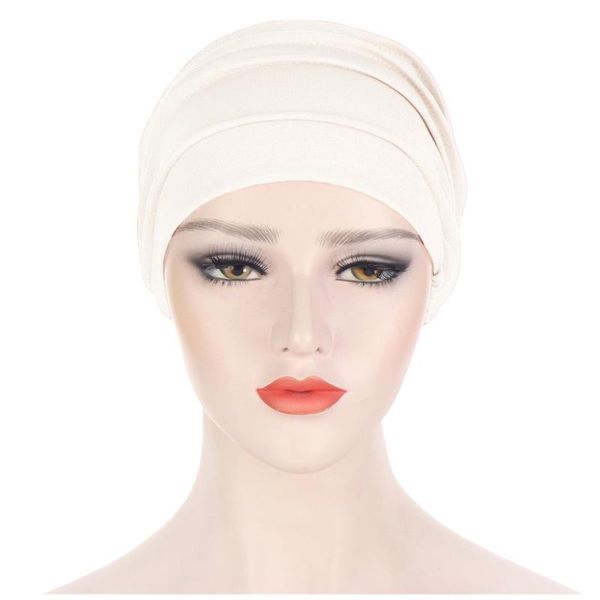 

beanies 2021 women's pile hats solid color muslim toe caps pleated comfy simple fast