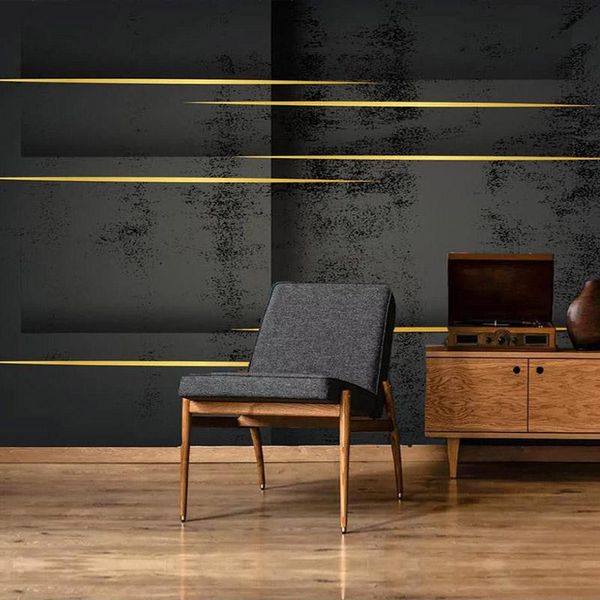 

wallpapers drop custom po 3d nordic personality abstract geometric gold lines art mural wall murals cement gray wallpaper