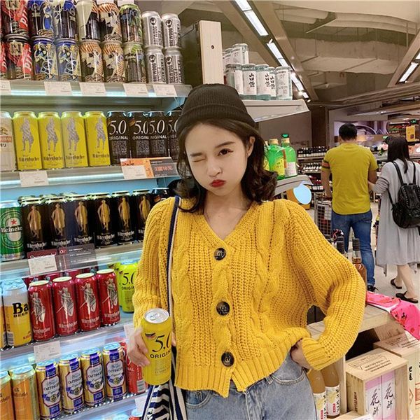 

women's knits & tees women cardigan short autumn spring single button long sleeve fashion european small sweaters female ls016, White