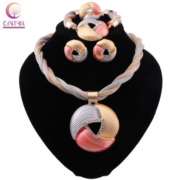 

earrings & necklace cynthia nigerian party fashion jewelry sets round bracelet elegant women ring gift for, Silver