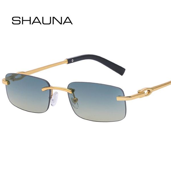 

sunglasses shauna retro metal small rectangle women fashion rimless gradient lens eyewear shades uv400 men square sun glasses, White;black