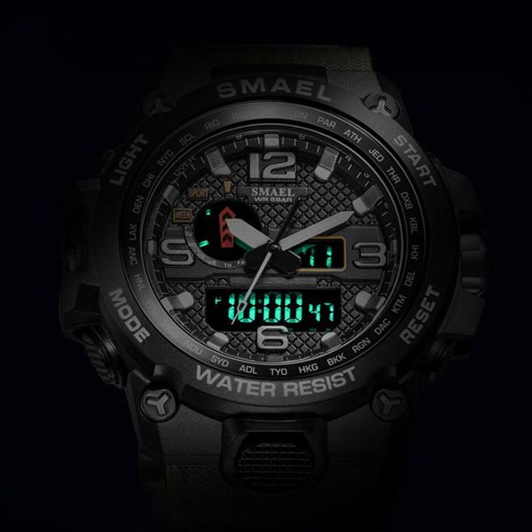 

wristwatches watches for men 50m waterproof clock alarm reloj hombre 1545d dual display wristwatch quartz military watch sport 2021, Slivery;brown