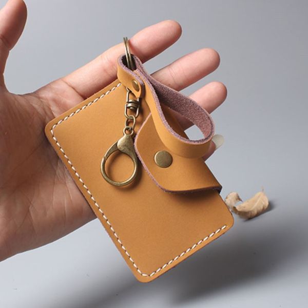 

lady genuine leather card holders good quality cowhide soft moneybag casual coin purse women mini wallet with buckle and hook accessory of h, Brown;gray
