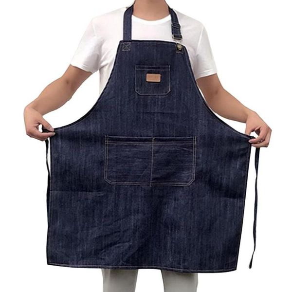 

practical antifouling denim apron with pocket for working