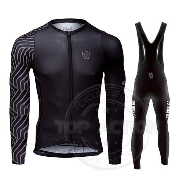 

racing sets go rigo cycling jersey long sleeve set men winter clothing fashion road bike warm shirt thermal fleece, Black;blue