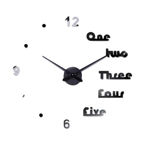

wall clocks acrylic diy analog 3d modern clock sticker large number home decor black