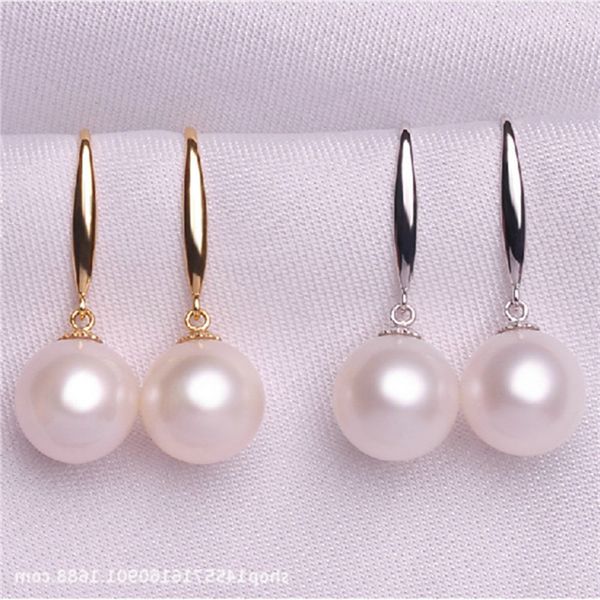 

wanmei korean s925 silver smooth face simple classic earrings with pearl shell beads, Golden