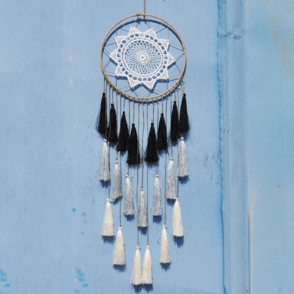 

decorative objects & figurines home tassel flower big dream catcher circle 20cm full length 65cm fringe wall ornament