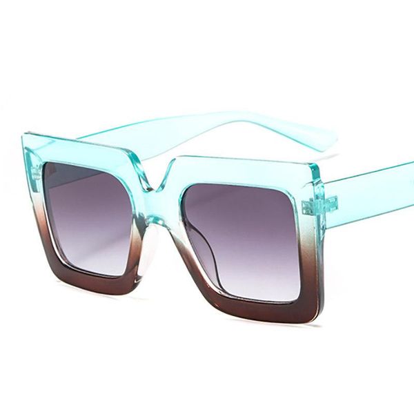 

style big square frame sunglasses gradient two-tone trend sun glasses women metal hinge texture spectacles, White;black