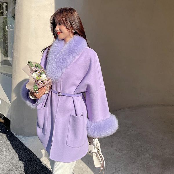 

women's wool & blends double faced cashmere coat s327, Black