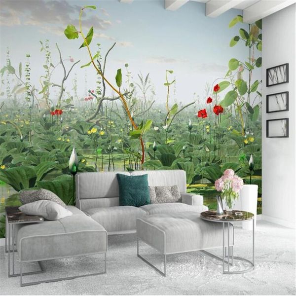 

wallpapers milofi custom modern minimalist 3d three-dimensional lotus landscape chinese style background wall