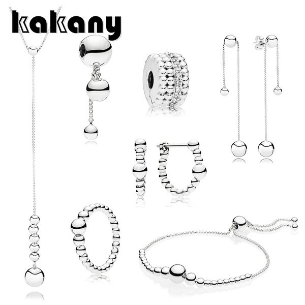 

kakany standard s925 sterling silver unique personality round beads beaded charm earrings bracelet necklace beads q0531, Black