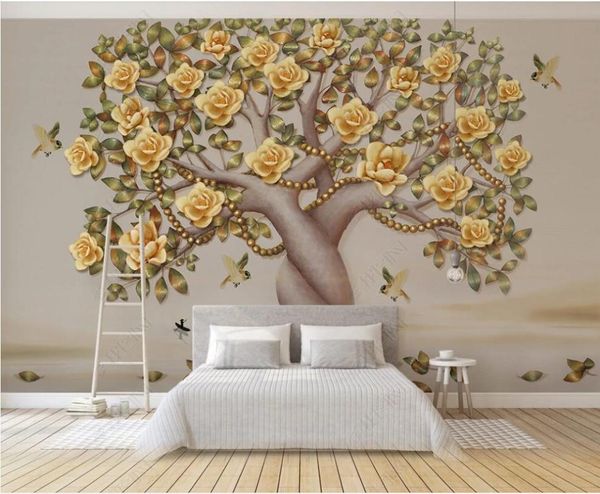 

wallpapers po wallpaper 3d custom mural european fortune tree flower and bird home decor in the living room for walls rolls