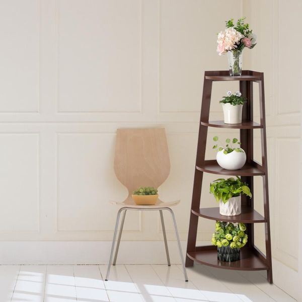 

hooks & rails 5 tier corner shelf stand wood display storage home furniture organizer cabinet rack for kitchen,bathroom,office,dorm,decorati