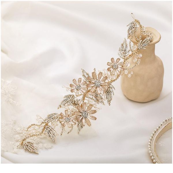 

trendy wedding tiara baroque crystal flower leaf headdress gold rhinestone headband bridal hair jewelry ms wedding acc jllbdj, Silver