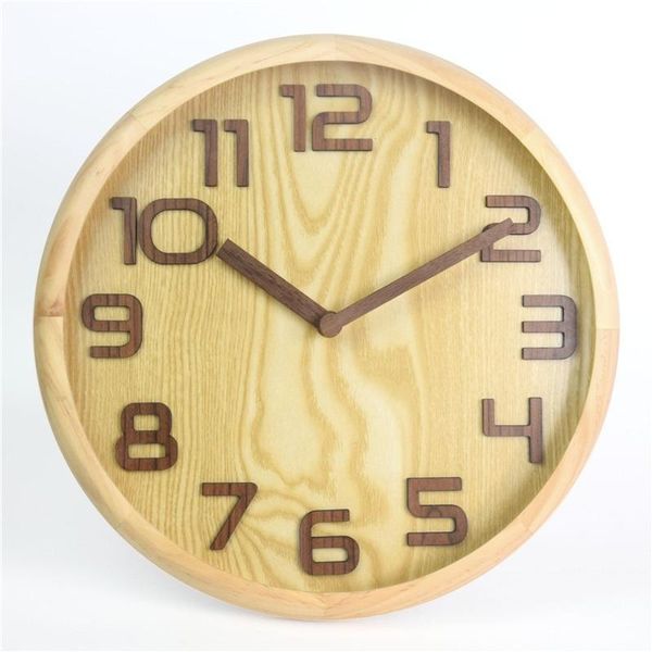 

solid wood silent pocket watch creative fashion living room stereo digital simple hanging clock watch factory direct wholesale