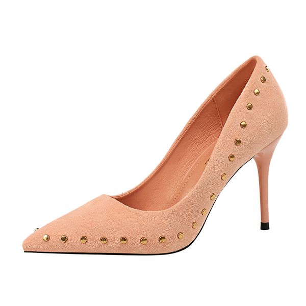 

party shoes wedding women 2020 high heels basic office ladies shoe rivet pumps female heels fashion retro k0016, Black