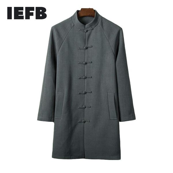 

ethnic clothing iefb chinese style spring men's stand collar medium length tang suit single breasted long sleeve loose big size cloth 9, Red
