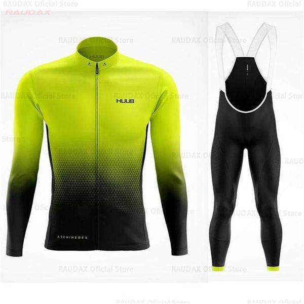 

racing sets huub team cycling jersey set 2021 man autumn mtb race clothing long sleeve ropa ciclismo outdoor riding bike uniform, Black;blue