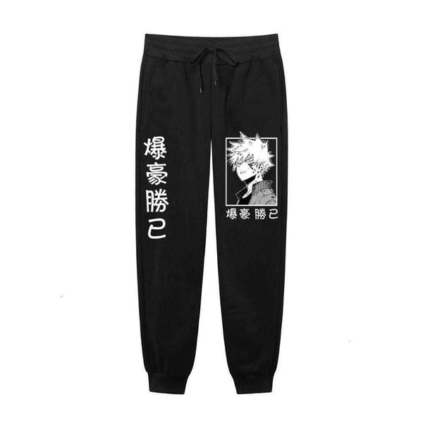 

men's pants japanese anime my hero academia katsuki bakugo harajuku print joggers male trousers casual sweatpants aldb, Black