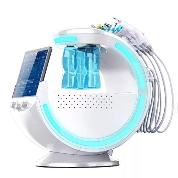 Multifunzionale 7 in 1 Hydro Diamond Dermoabrasione Ice Blue Specchio magico Microdermoabrasione Scrubber Analizzatore di pelle Spruzzatore di ossigeno Macchina per la pulizia profonda del viso