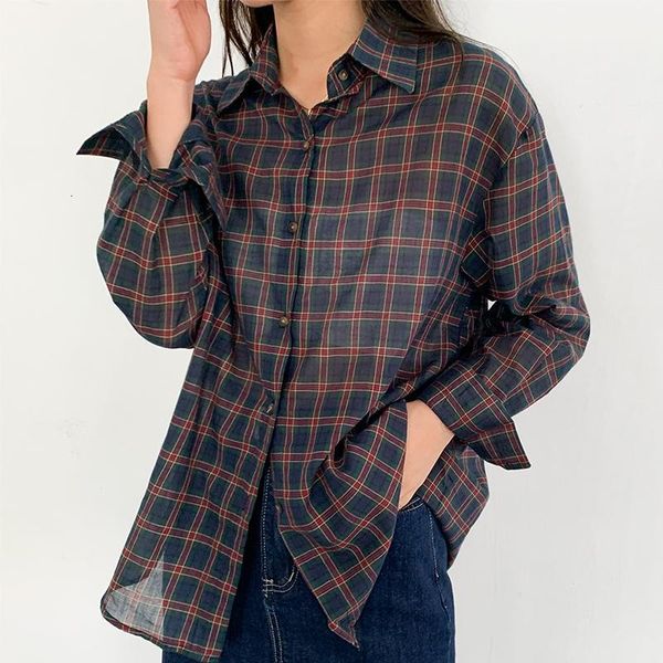 

autumn arrival women plaid oversize blouse elegance shirt office lady spring long sleeve button up korean style t09328z, White