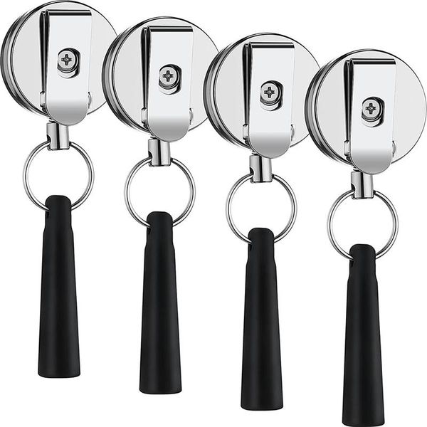

keychains 4 heavy-duty retractable pen holders, belts and key chain clips, suitable for carpenters,nurses,and construction workers, Silver