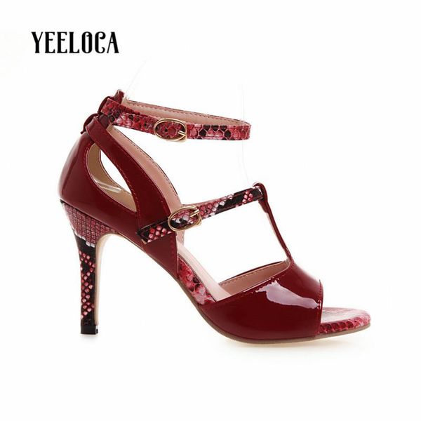 

dress shoes yeeloca 2021 women sandals summer pointed toe super high heels thin cross tied t-strap fashion buckle strap woman, Black