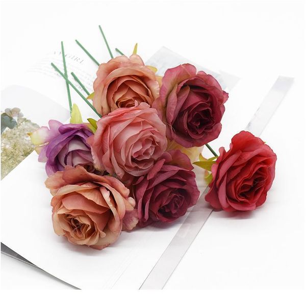 

10 pieces 6 cm silk flowers artificial roses decorative flowers wreaths home decoration accessories wedding diy gifts bo qylgsw