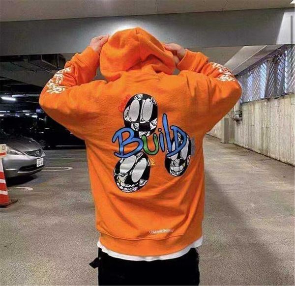 

ch graffiti crosin mtboy 21 print new orange letter long sleeve loose fitting sweater couple hoodie, Black