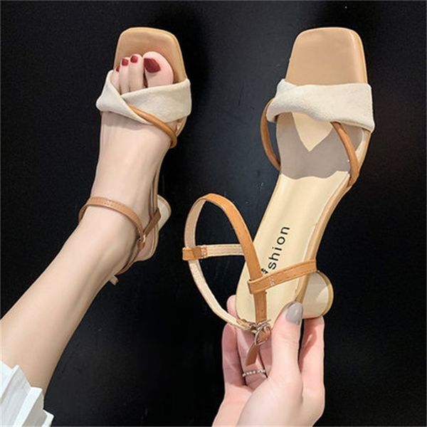 

sandals female summer new word buckle thick with fairy fashion roman shoes version of wild high heels 80% off outlet online sale, Black