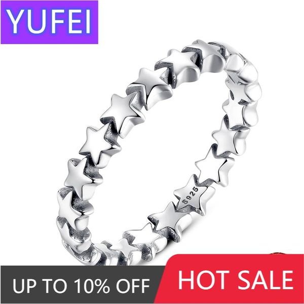

wedding rings yufei 2021 silver 925 star ring for women 100% sterling stackable finger jewelry pa7151, Slivery;golden