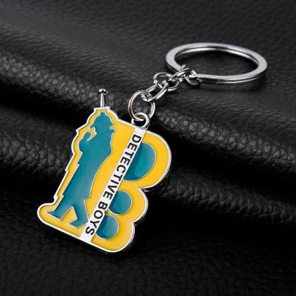 

heyu jewelry detective conan keychain figure pendant keychain men car hanging accessories creative key holder, Silver