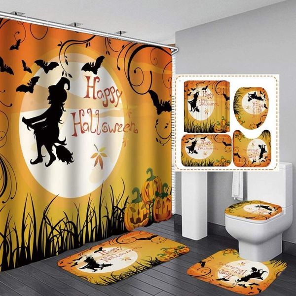 

shower curtains halloween curtain sets with rugs witch pumpkin set christmas xmas