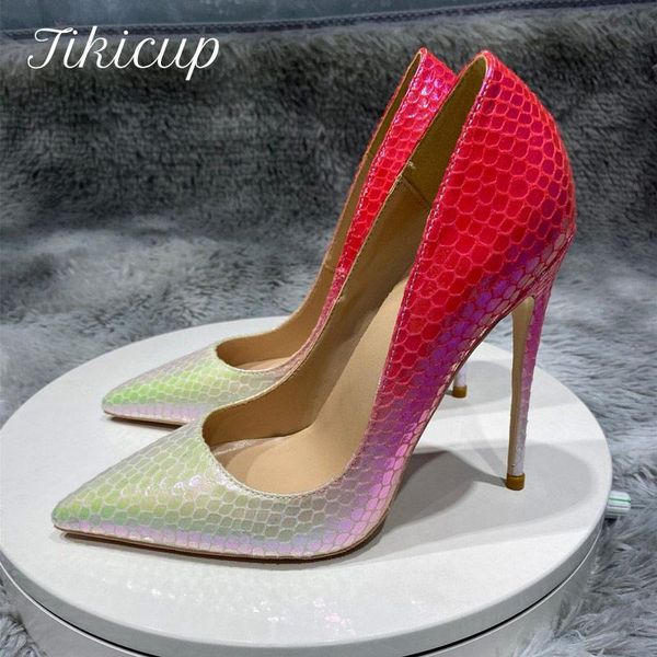 

dress shoes tikicup gradient colors women crocodile-effect pointy toe high heels 8//12cm customize ladies pumps wedding party, Black