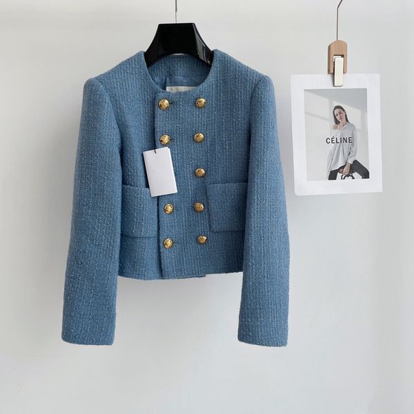 

double breasted blue coat, Black;brown
