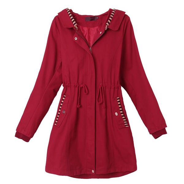 

women's trench coats 2021 korean mid long for women spring autumn casual hooded large size windbreakers female basic overcoats ah108, Tan;black