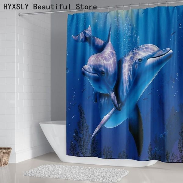 

shower curtains waterproof thick polyester curtain dolphin sea animal 3d bathroom screen cover set with hooks mouldproof cloth fabric