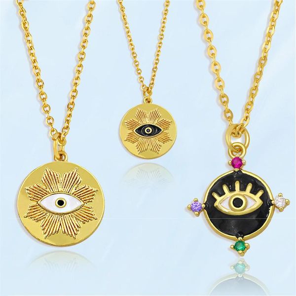 

pendant necklaces korean trendy goth evil eye for women gold color metal cute vintage eyes necklace teen girl gothic accessories, Silver
