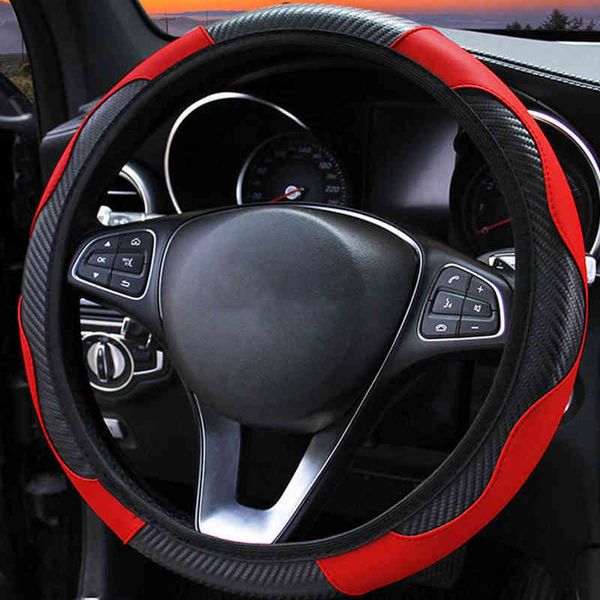 

1pc car steering wheel cover breathable anti slip pu leather steering covers suitable 37-38cm auto decoration internal accessories y220422