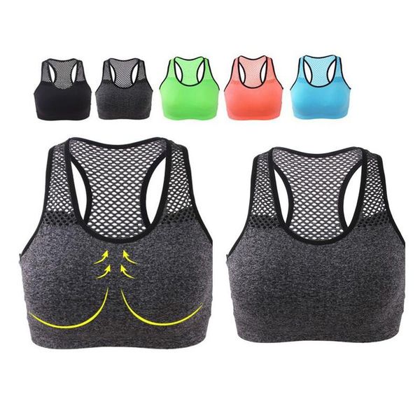

yoga outfit breathable sports bra women high stretch wire padded seamless fitness vest absorb sweat running