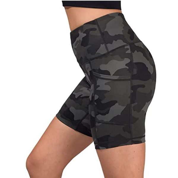 

2021 fashion women's camouflage workout shorts scrunch booty gym yoga shorts ladies elastic fitness sports#35, White;red