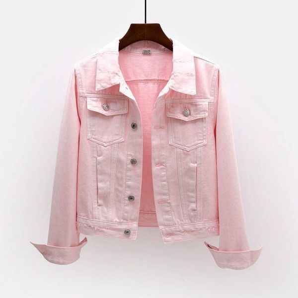 

women's jackets spring korean fashion short denim women slim student outwear chaqueta mujer harajuku white pink jeans jacket coat femal, Black;brown