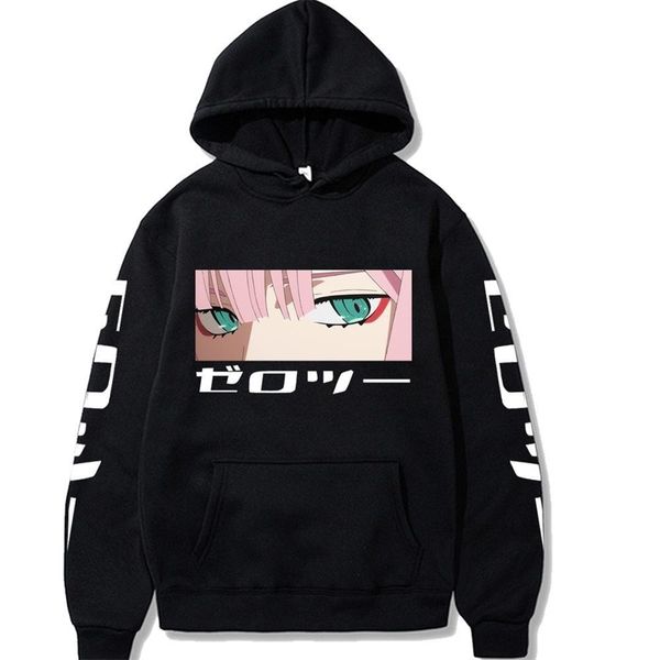 

riman zero two print plush european hoodie, Black