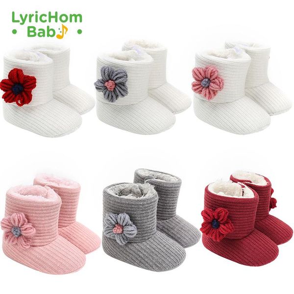 

first walkers lyrichom baby solid winter boots infant born fashion flower shoes girls super keep warm snowfield booties