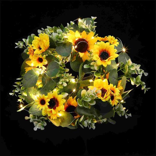 

decorative flowers & wreaths 1pc sunflower garland lamp luminous door wreath yellow