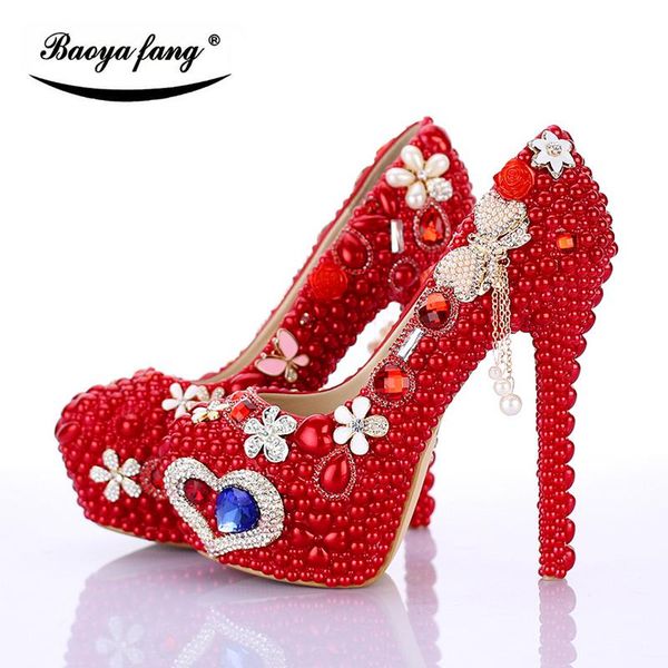 

dress shoes baoyafang white/red tassels women wedding bride 12cm/14cm high heels platform woman pumps female, Black