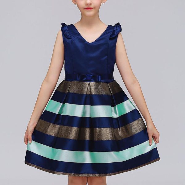 

girl's dresses baby girls striped dress kids floral princess flower tutu for wedding party events wear -17 an88, Red;yellow