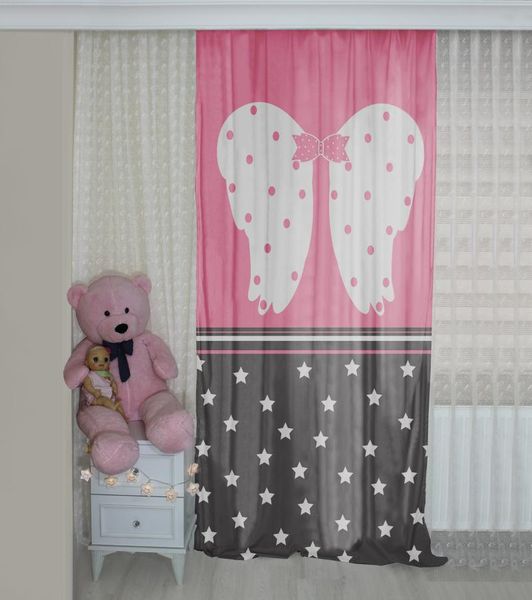 

curtain & drapes angel wing patterned background velvet kids room drape pink stars