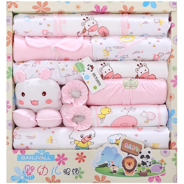 Set di abbigliamento Confezione regalo 18 pezzi Set per neonato Cotone Neonato Ragazzo Ragazza Vestiti primaverili Cartone animato Bambino 0-6 mesi